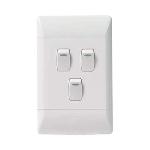 CBi PVC 3 Lever 1-Way Light Switch 4x2 - White