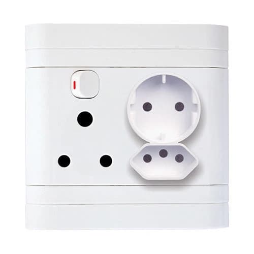 Lesco Cover Strip RSA Slimline Schuko Combo Socket 4x4