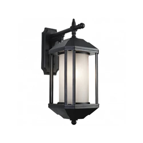 Bright Star Down Facing Aluminum Lantern with Frosted Glass - Black