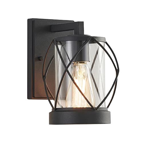 Bright Star Spiral Case Wall Light Lantern - Black