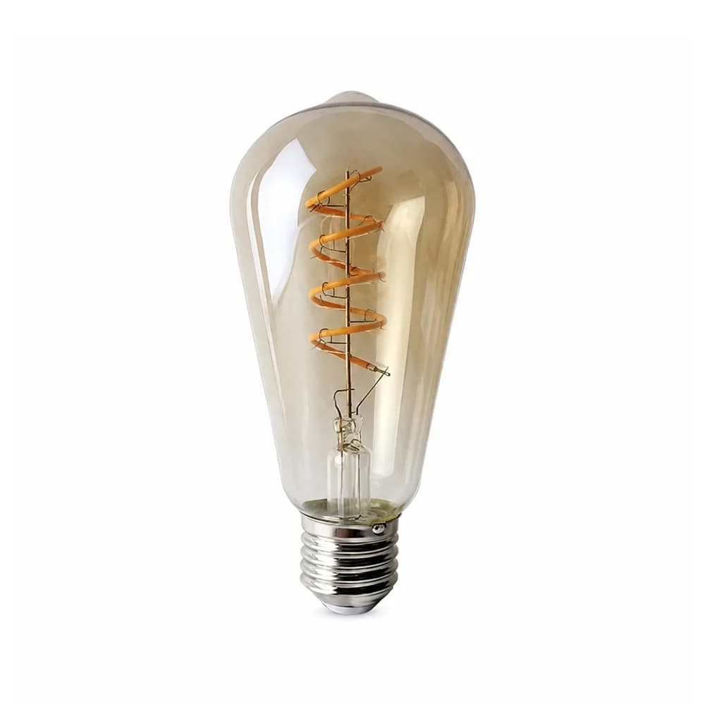 Spazio Twisted LED Filament Bulb ST64 E27 4W 2200K - Amber