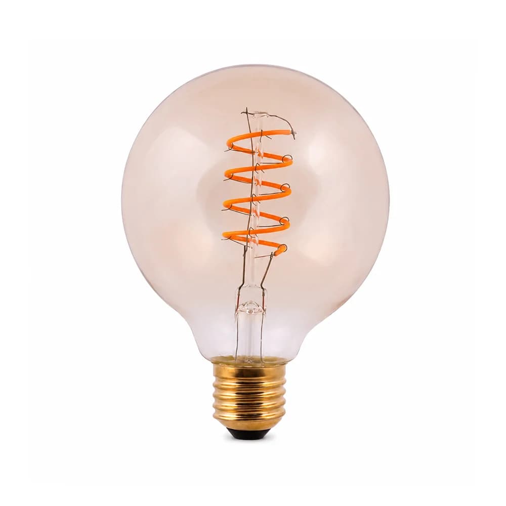 Spazio Twisted LED Filament Globe G95 E27 4W 2200K - Amber