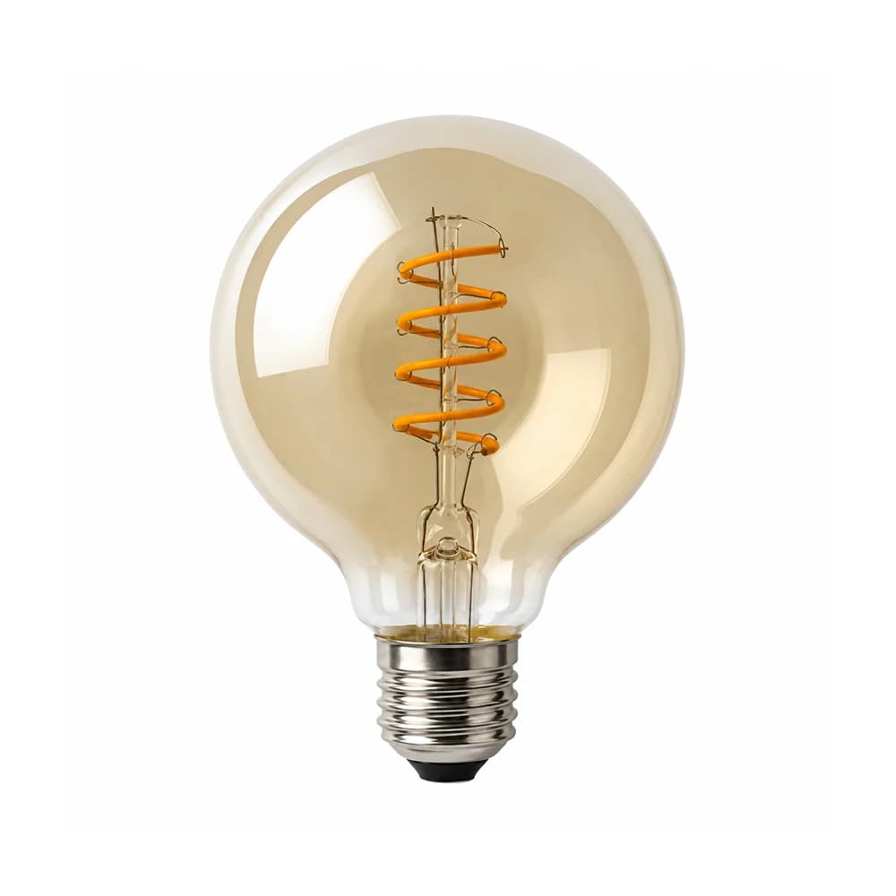 Spazio Twisted LED Filament Globe G125 E27 4W 2200K - Amber