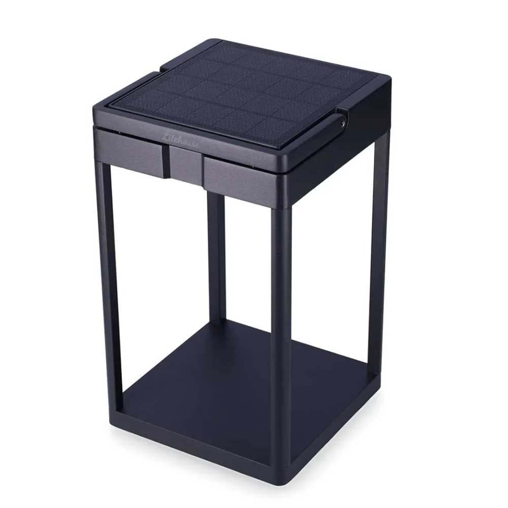 Litehouse Outdoor Solar Lantern with Touch Control - Black
