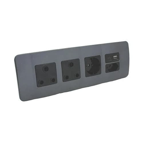 VETi 1 Omni Cluster USB + V-Slim + RSA & Schuko Socket - Black Modules