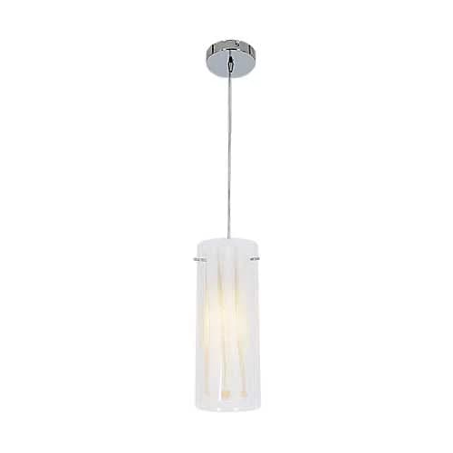 Bright Star Polished Chrome Pendant with Clear and Frosted Glass - White
