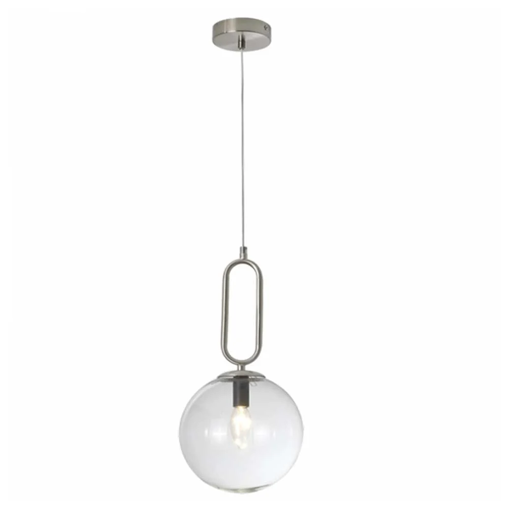 Bright Star Glass Ball Pendant E14 40W - Satin Chrome