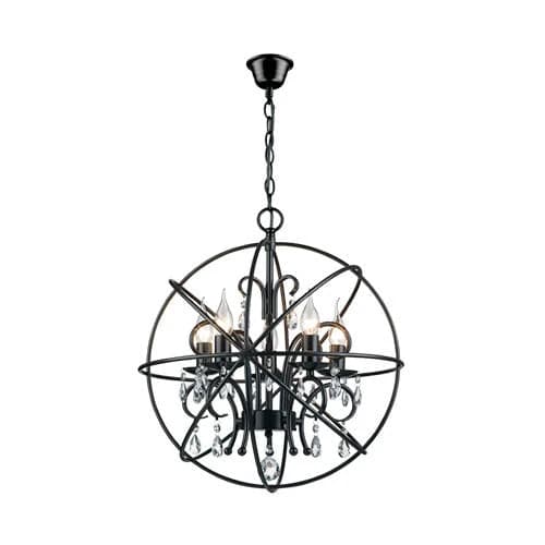 Bright Star 5 Candle Metal Pendant - Black
