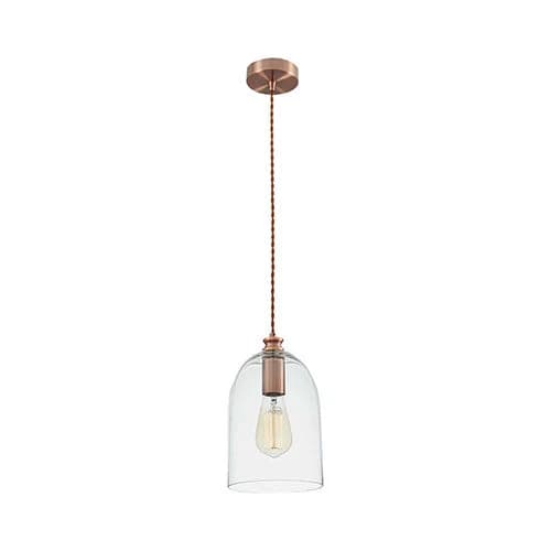 Bright Star Red Bronze Cord Pendant with Clear Glass
