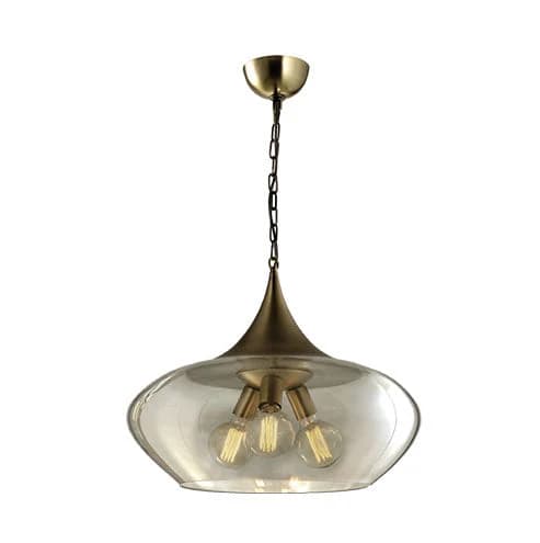 Bright Star Metal Pendant with Cognac Colour Glass