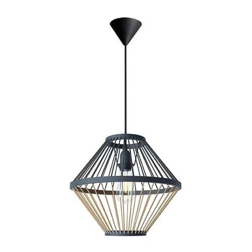 Bright Star Bamboo Diamond Pendant - Black & Wood