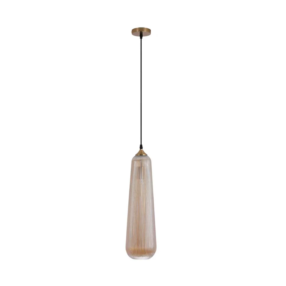 Bright Star Metal & Glass Pendant E27 40W - Amber