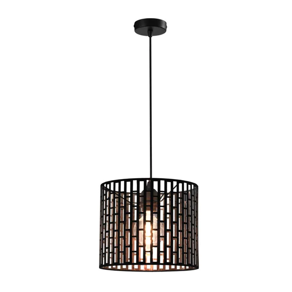 Bright Star Metal, Fabric & Acrylic Pendant - Black / Gold