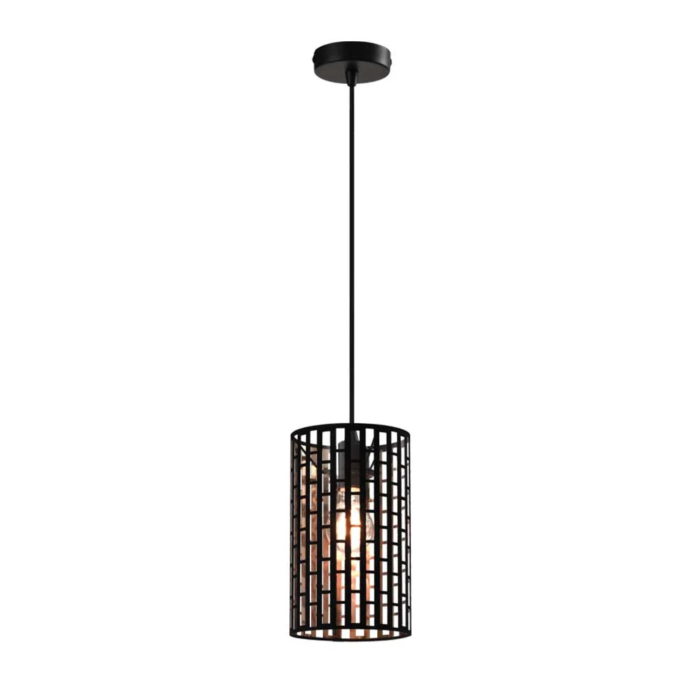 Bright Star Metal, Fabric & Acrylic Pendant - Black / Gold