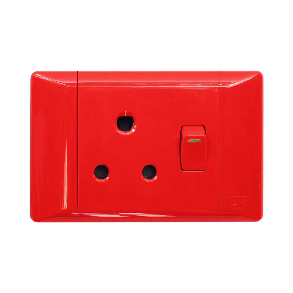 CBi PVC Single Switched Dedicated Horizontal Socket 2x4 - Red
