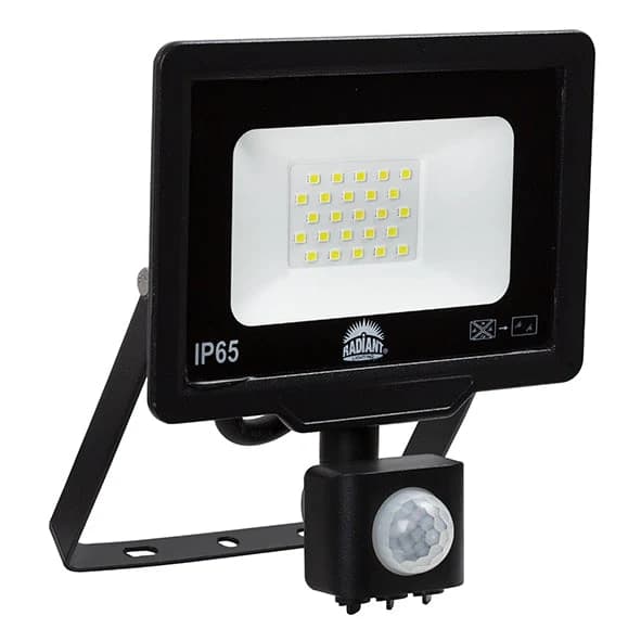 Radiant LED Aluminium Floodlight 20W 6500lm 6500K With a Motion Sensor - Black