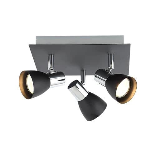 Bright Star Polished Chrome & Matt Black 3 Light Spotlight