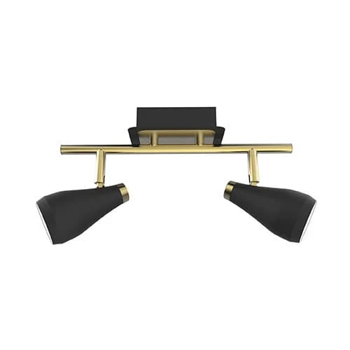 Bright Star 2 Light Raindrop Style Spotlight - Brass / Black