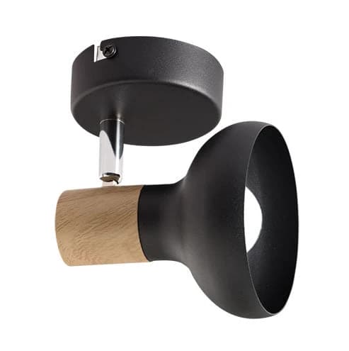 Bright Star Metal Spotlight with Wood Finish - Black / Polished Chrome