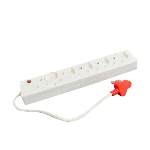 SGA Unswitched Multiplug 5 RSA 4 Slimline Schuko Red Plug - White