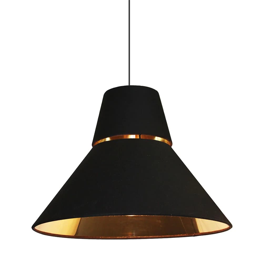 Wire World Harper Cotton and Parchment Cone Pendant - Black and Gold