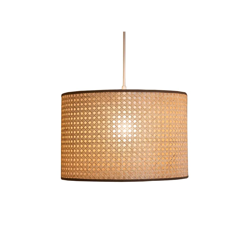Wire World Cane Webbing Drum Pendant - Natural