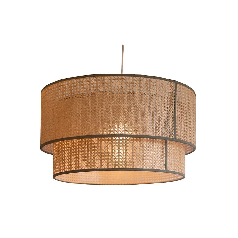 Wire World Cane Webbing Double Drum Pendant - Natural