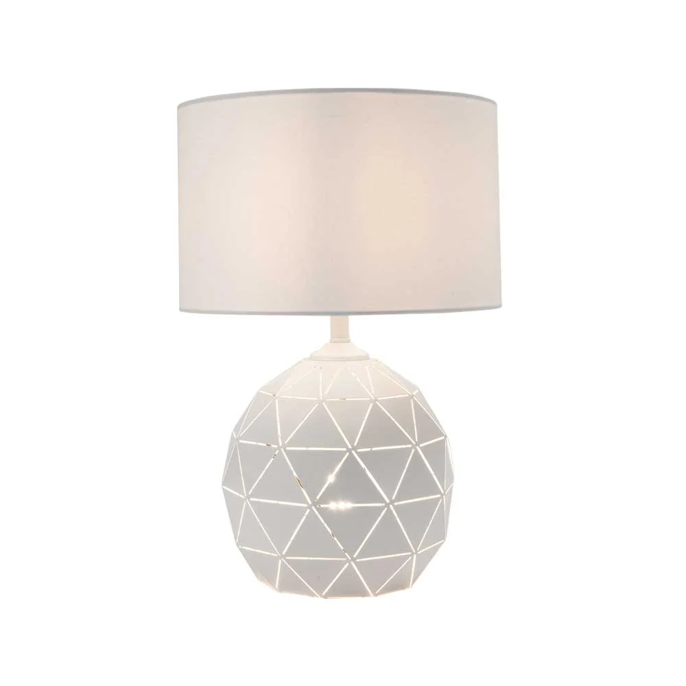 Bright Star Metal Table Lamp with Fabric Shade 11W - White