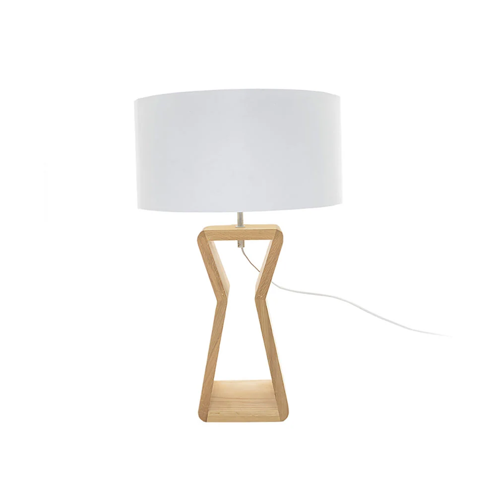 Wire World Hourglass Davenport Table Lamp with White Shade- Oak