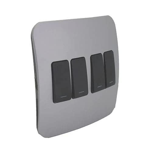VETi 1 4 Lever 1-Way Light Switch 4x4 - Black Modules