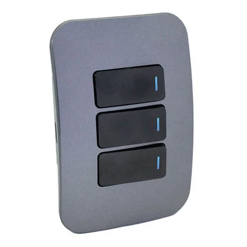 VETi 1 3 Lever 1-Way Light Switch with Locator 4x2 - Black Modules
