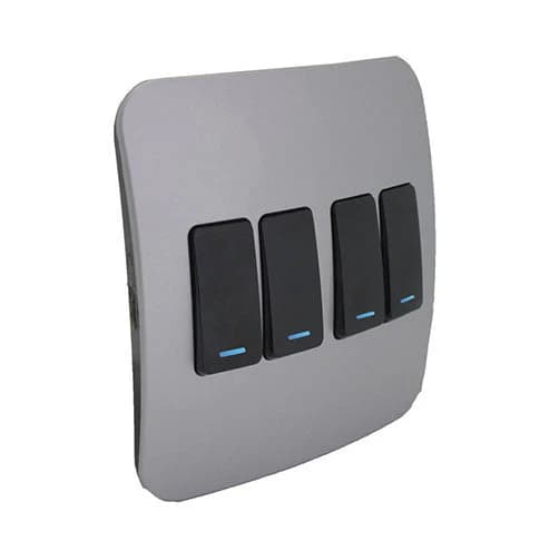 VETi 1 4 Lever 1-Way Light Switch with Locator 4x4 - Black Modules