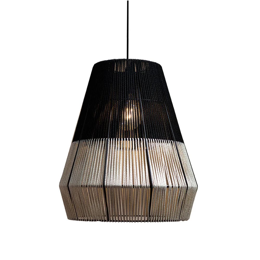 Wire World Tall Bell Rope Pendant - Black and Natural