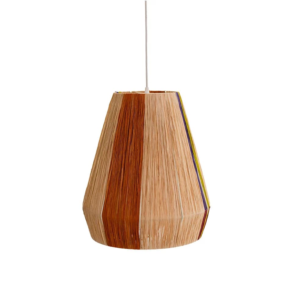 Wire World Tall Bell Natural Raffia Pendant with Coloured Strands