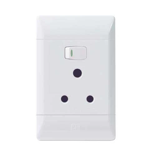 CBi PVC Single Switched Vertical Socket 4x2 - White