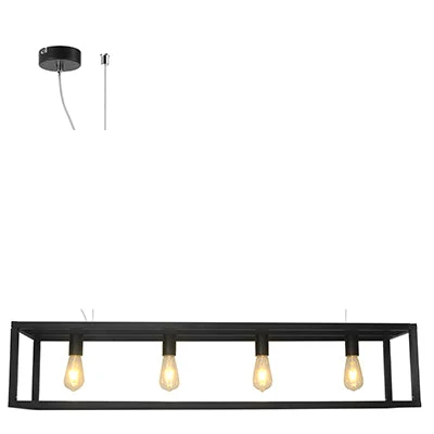 Radiant 4 Light 60W Linear Metal Pendant - Black