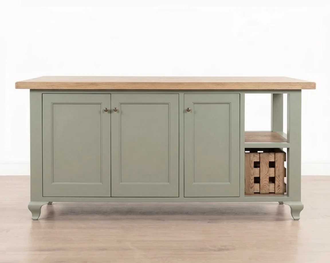 Normandy Kitchen Island | Weathered Oak and Biscuit