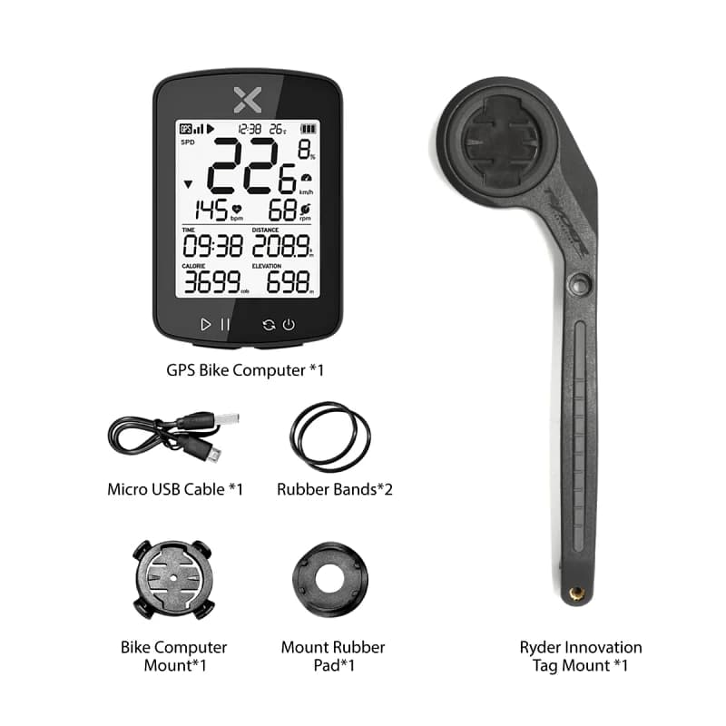 XOSS / RYDER INNOVATION G+ GPS Computer + Tag Outfront Mount