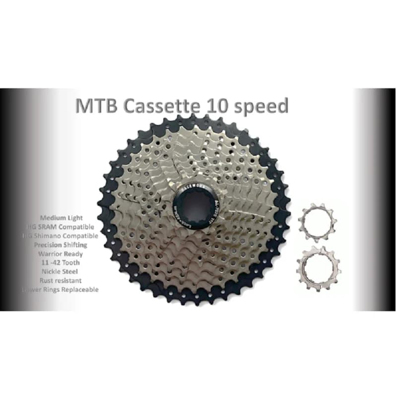 RACEWORX 10-Speed Silver MTB Cassette (11-42T)