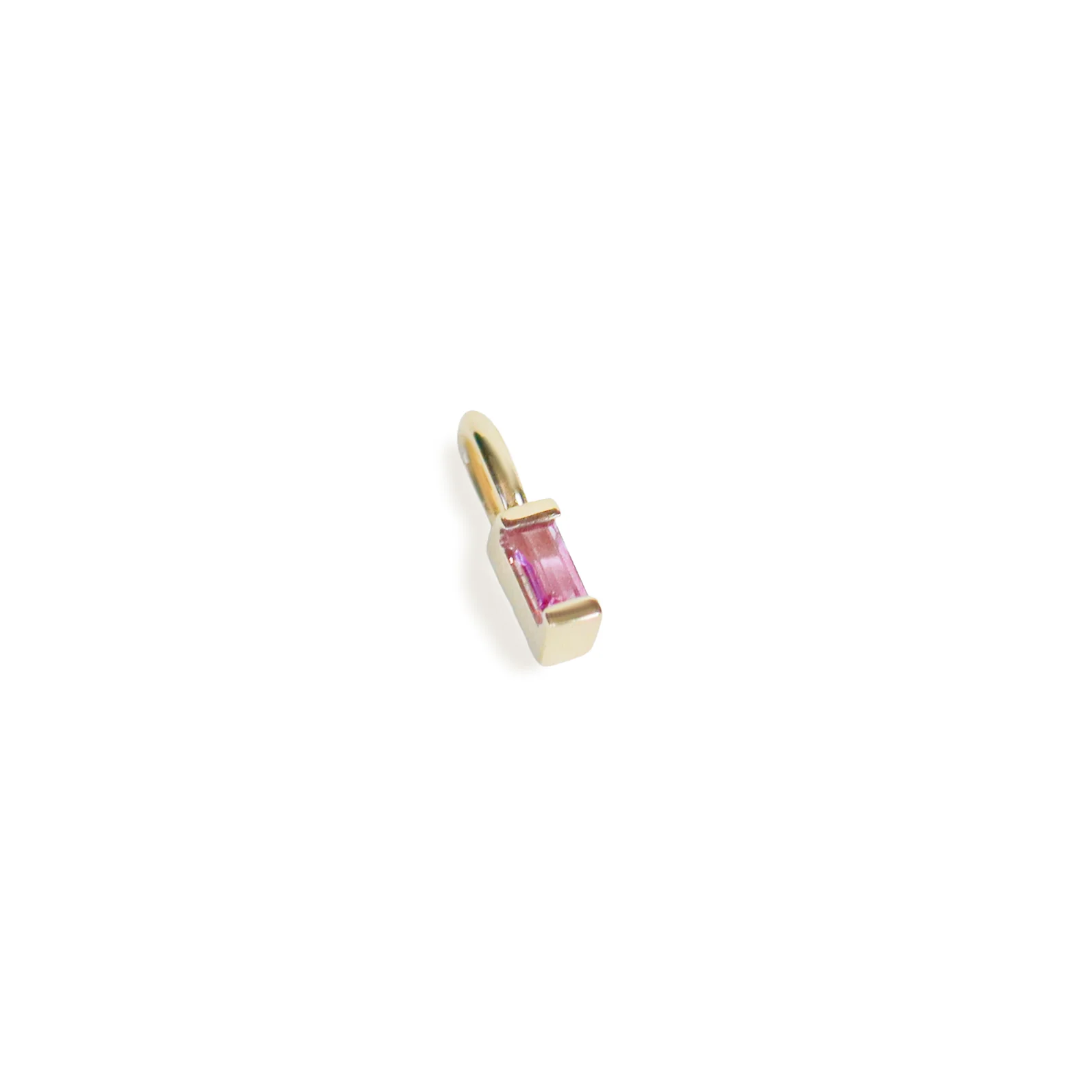 Mini Baguette Pink Sapphire Charm in Yellow Gold
