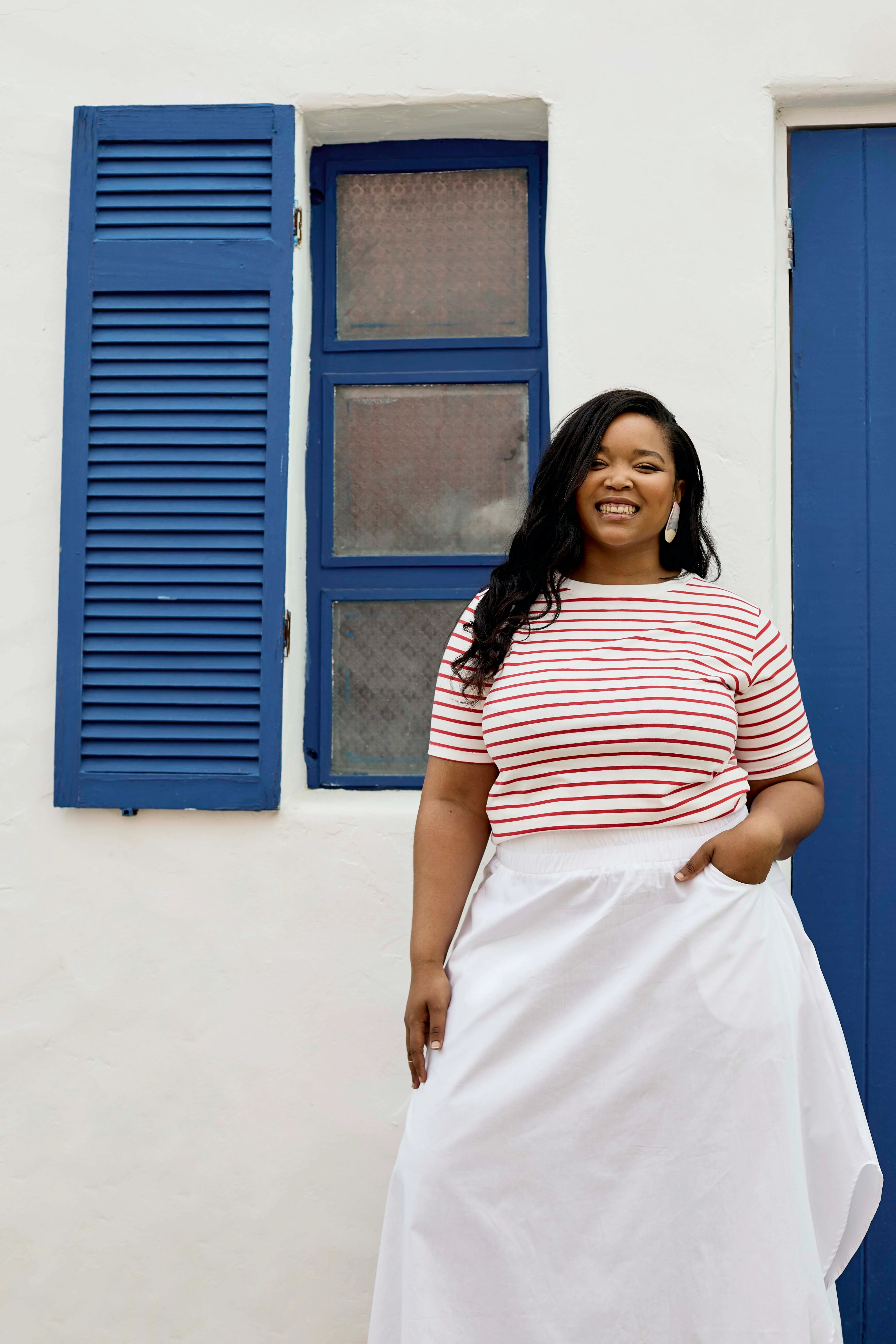 Essential Cotton Tee | Red and White Stripe