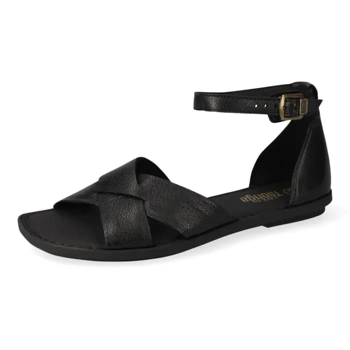 Crystal : Ladies Leather Sandal in Black