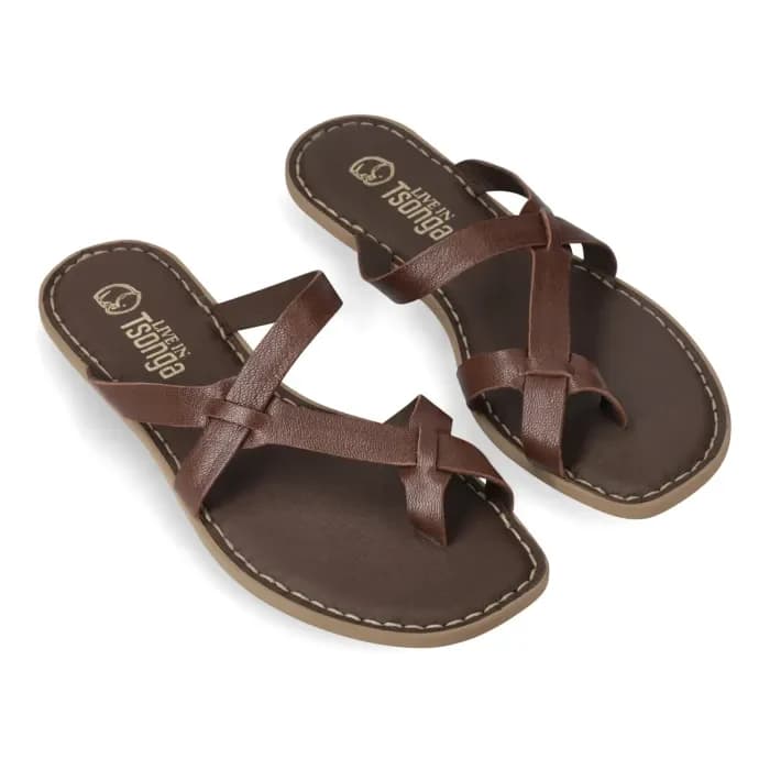 Bloom : Ladies Leather Sandal in Cafe