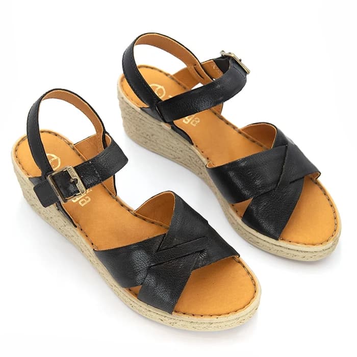 Pearl : Ladies Leather High-Heel Sandal in Black