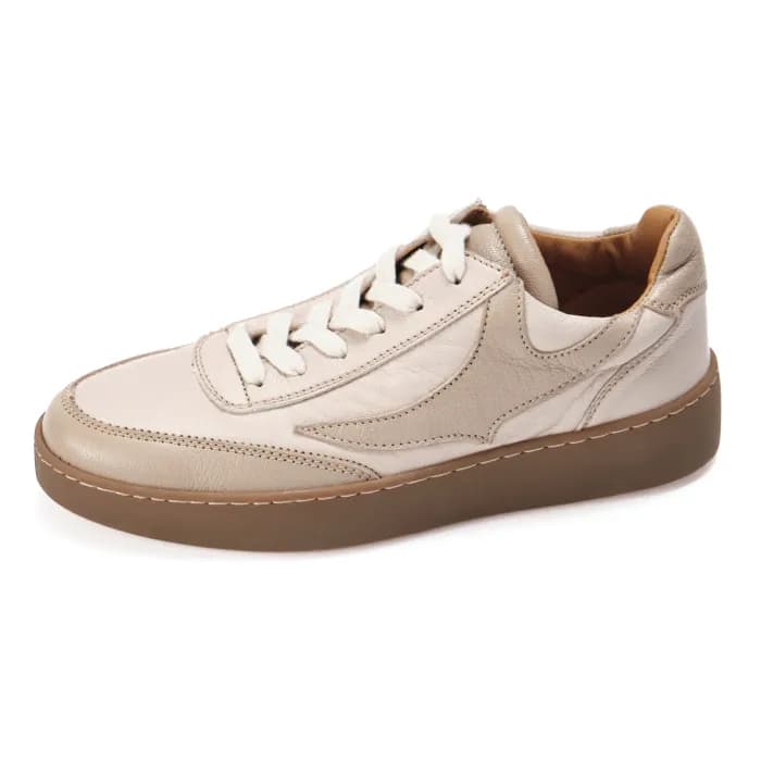 Yamou : Ladies Leather Sneaker in Cream Mantega