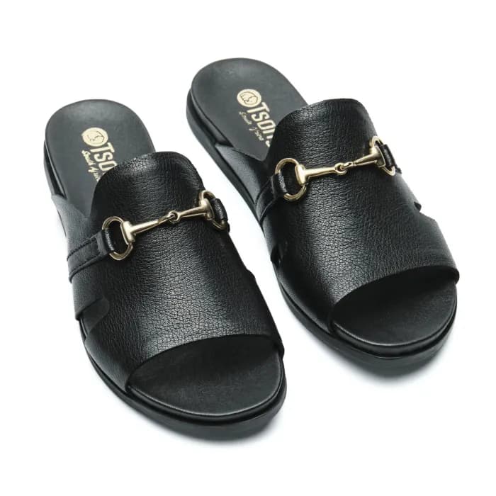 Aziza : Ladies Leather Sandal in Black