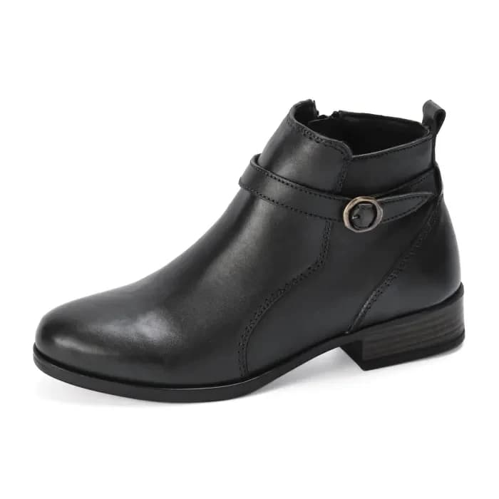 Merzouga : Ladies Leather Ankle Boot in Black