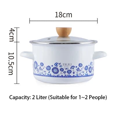 Premier Quality Enamel Blue Flower White Casserole Pot