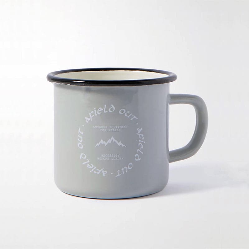 Premier Quality Color Enamel Mug 8cm Gray Decorated