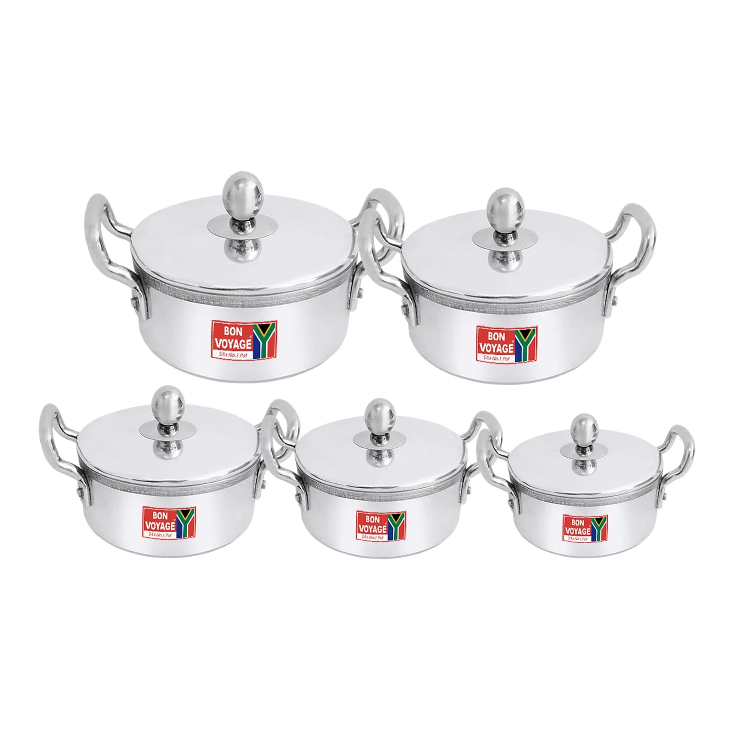 Sapphire 10 Piece Aluminium Casseroles With Solid Handles